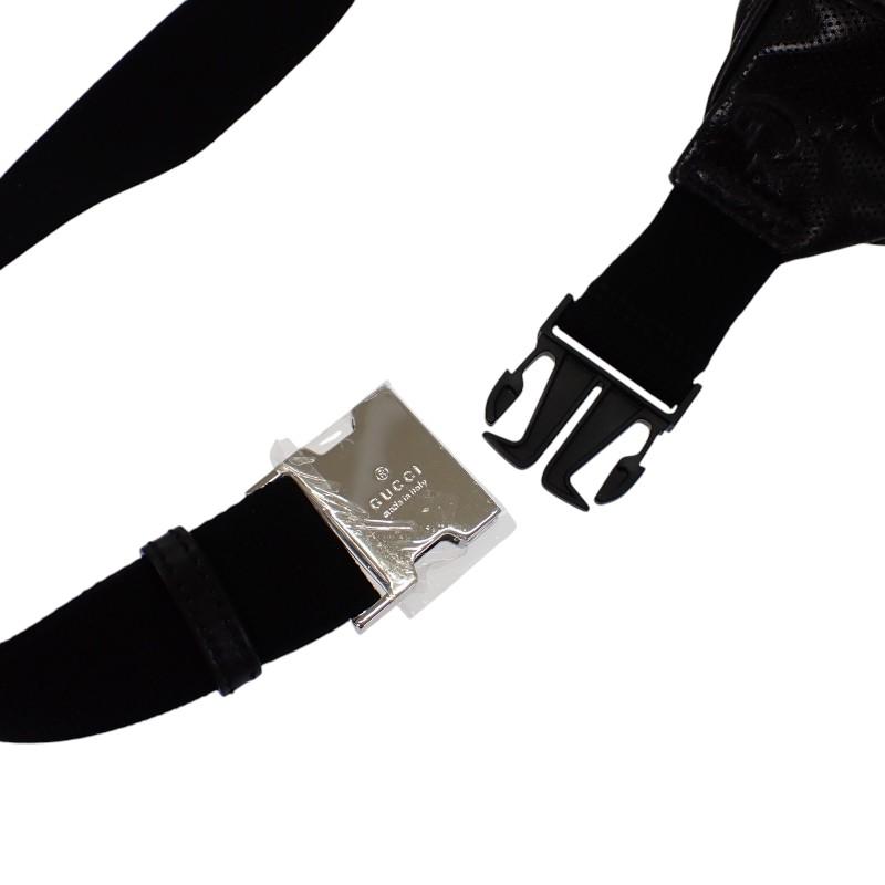 グッチ GUCCI GGエンボス ベルトバッグ 保存箱付属 645093_1W3CN_1000 ボディバッグ レザー ブラック メンズ【中古】【Aランク】の画像