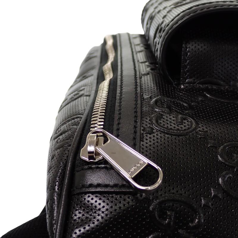 グッチ GUCCI GGエンボス ベルトバッグ 保存箱付属 645093_1W3CN_1000 ボディバッグ レザー ブラック メンズ【中古】【Aランク】の画像