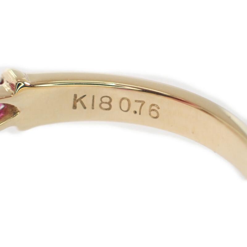 デザインジュエリー 11号 リング 刻印  K18YG 18金 イエローゴールド ダイヤモンド ルビー レディース【中古】【Aランク】の画像
