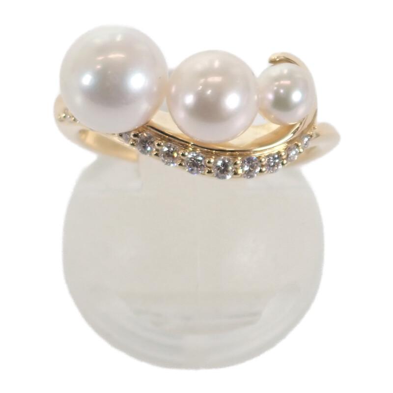 スタージュエリー STAR JEWELRY 13号 リング 美品 18金 K18イエローゴールド パール ダイヤモンド レディース【中古】【Aランク】の画像
