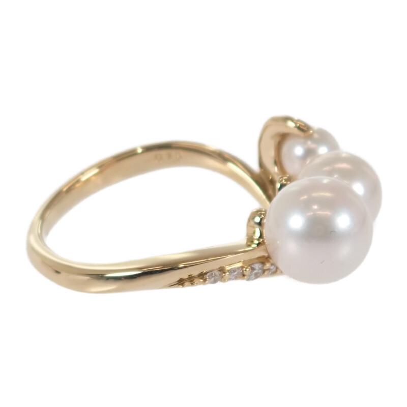 スタージュエリー STAR JEWELRY 13号 リング 美品 18金 K18イエローゴールド パール ダイヤモンド レディース【中古】【Aランク】の画像