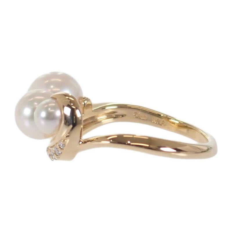 スタージュエリー STAR JEWELRY 13号 リング 美品 18金 K18イエローゴールド パール ダイヤモンド レディース【中古】【Aランク】の画像
