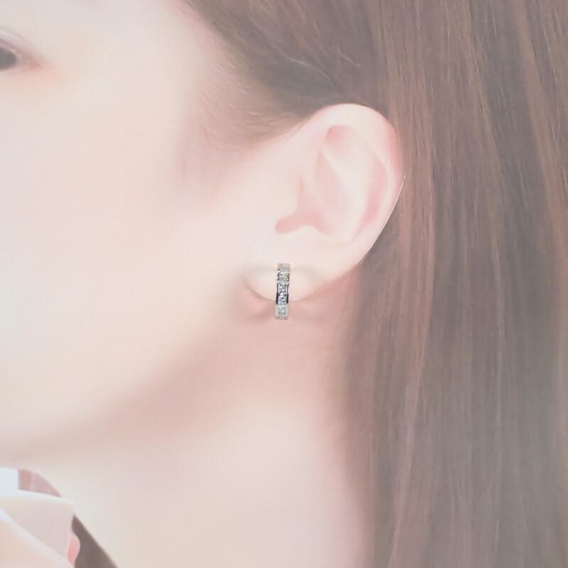 デザインジュエリー ピアス 刻印 Pt900 プラチナ ダイヤモンド レディース アクセサリー  上品【中古】【Aランク】の画像