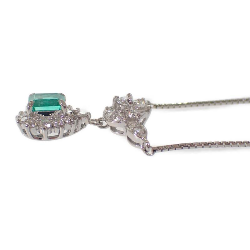 【中古】 デザインジュエリー ペンダント ネックレス Pt850プラチナ エメラルド ダイヤモンド レディース【Aランク】_2