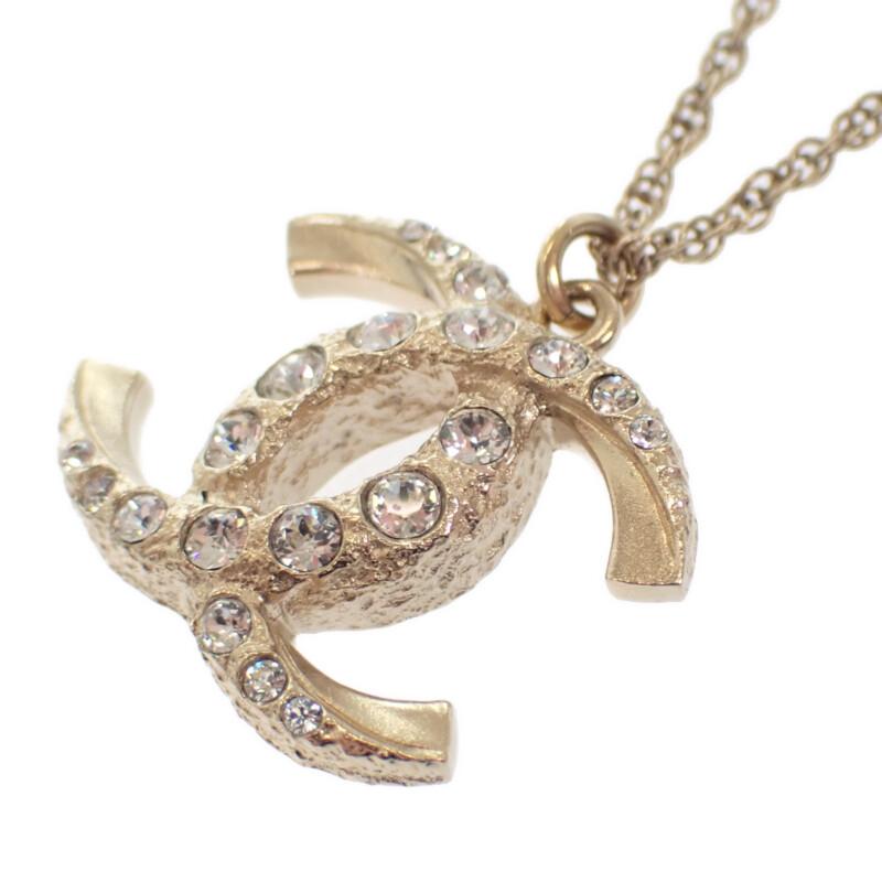 シャネル CHANEL ココマーク A99269 ネックレス メタル クリスタル ゴールド メンズ レディース【中古】【Aランク】_1