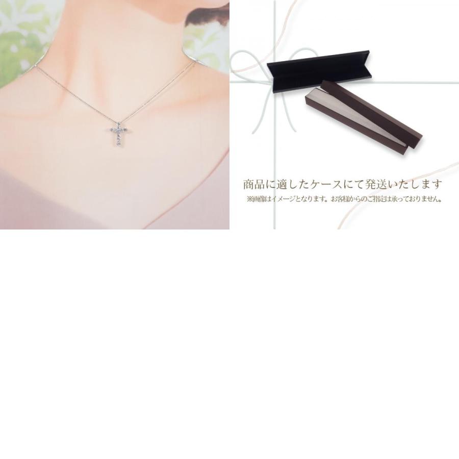 K14WG デザイン ジュエリー クロス ネックレス K14ホワイトゴールド ダイヤモンド レディース【中古】【Aランク】の画像