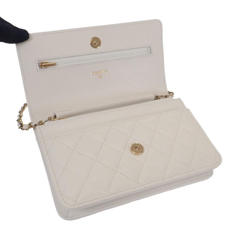 シャネル CHANEL クラシック チェーンウォレット AP0250 ショルダーバッグ キャビアスキン ホワイト レディース【中古】【Aランク】_5