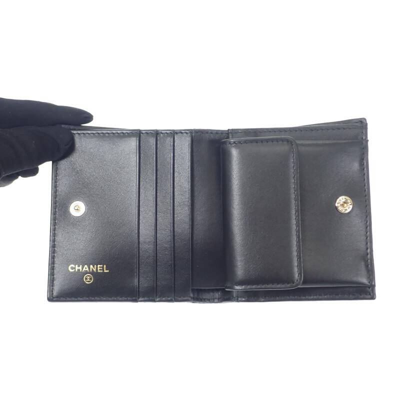 シャネル CHANEL マトラッセ コンパクトウォレット AP4248B1821294305 財布 キャビアスキン 黒 ブラック レディース【中古】【Aランク】の画像