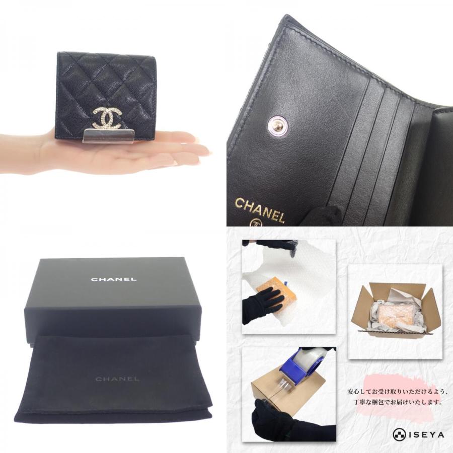 シャネル CHANEL マトラッセ コンパクトウォレット AP4248B1821294305 財布 キャビアスキン 黒 ブラック レディース【中古】【Aランク】の画像