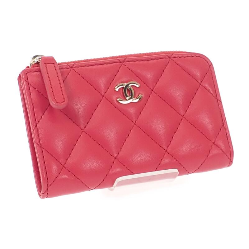 シャネル CHANEL マトラッセ キーリング付き AP0221 コインケース ラムスキン ピンク ゴールド金具 レディース【中古】【Aランク】の画像