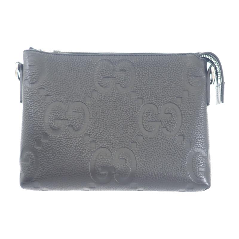 グッチ GUCCI ジャンボGG スモール メッセンジャーバッグ 761747_AABY7_1000 ショルダーバッグ レザー ブラック メンズ【中古】【Aランク】の画像