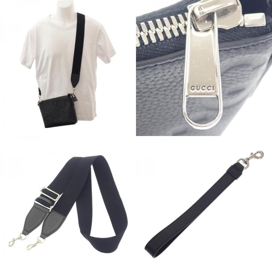 グッチ GUCCI ジャンボGG スモール メッセンジャーバッグ 761747_AABY7_1000 ショルダーバッグ レザー ブラック メンズ【中古】【Aランク】の画像