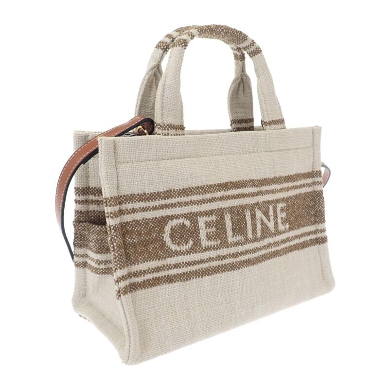 セリーヌ CELINE スモールカバタイス 199162EZ7.18TN 2WAYバッグ キャンバス タバコ タン アイボリー レディース【中古】【Aランク】の画像