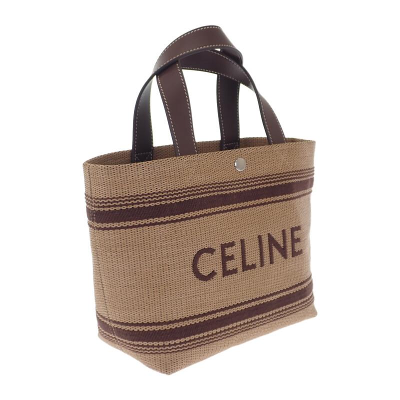 セリーヌ CELINE ミニカバトート 116992FRY.02NU 2WAYバッグ レザー ラフィア ブラウン レディース 人気 【中古】【Aランク】の画像