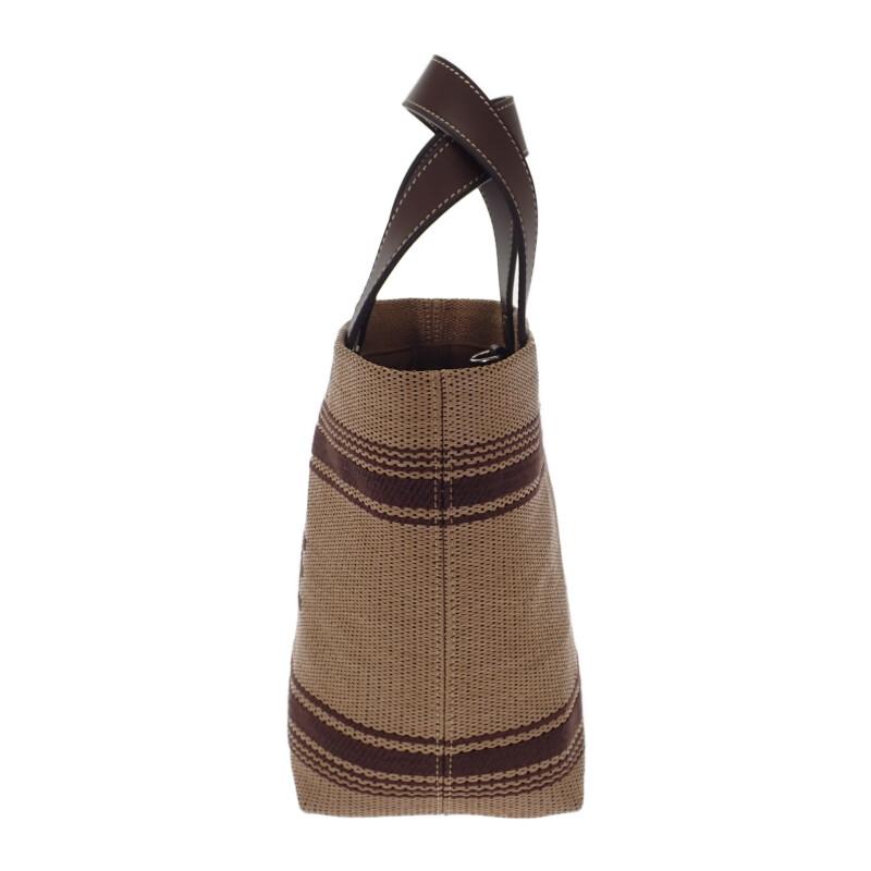 セリーヌ CELINE ミニカバトート 116992FRY.02NU 2WAYバッグ レザー ラフィア ブラウン レディース 人気 【中古】【Aランク】の画像