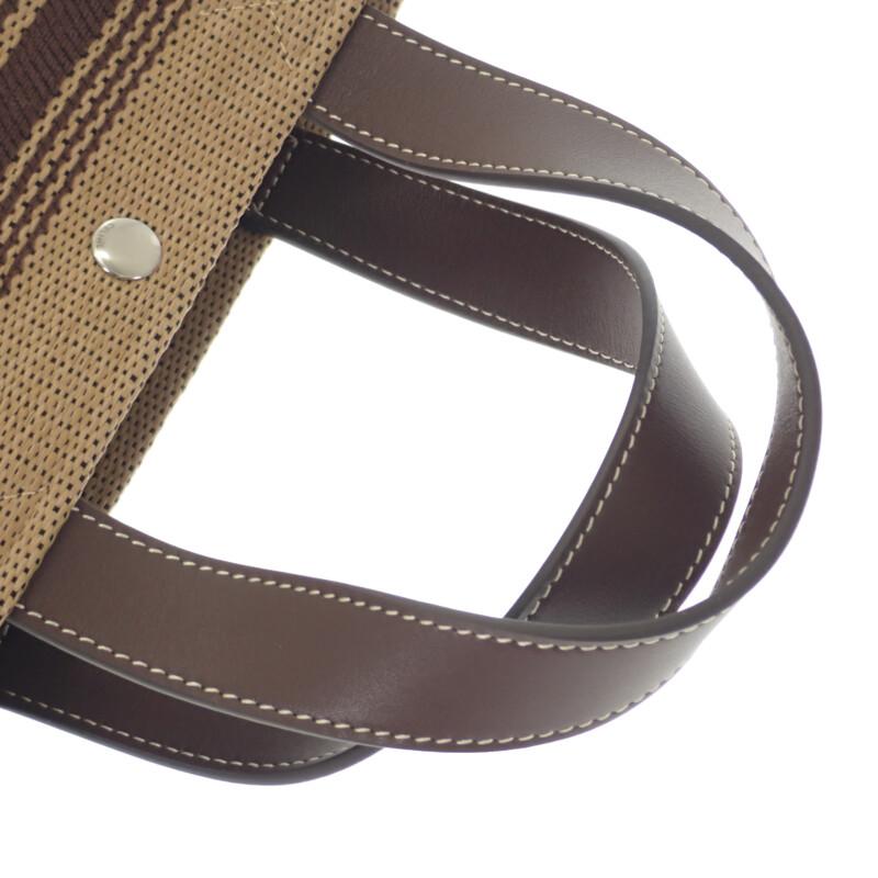セリーヌ CELINE ミニカバトート 116992FRY.02NU 2WAYバッグ レザー ラフィア ブラウン レディース 人気 【中古】【Aランク】の画像