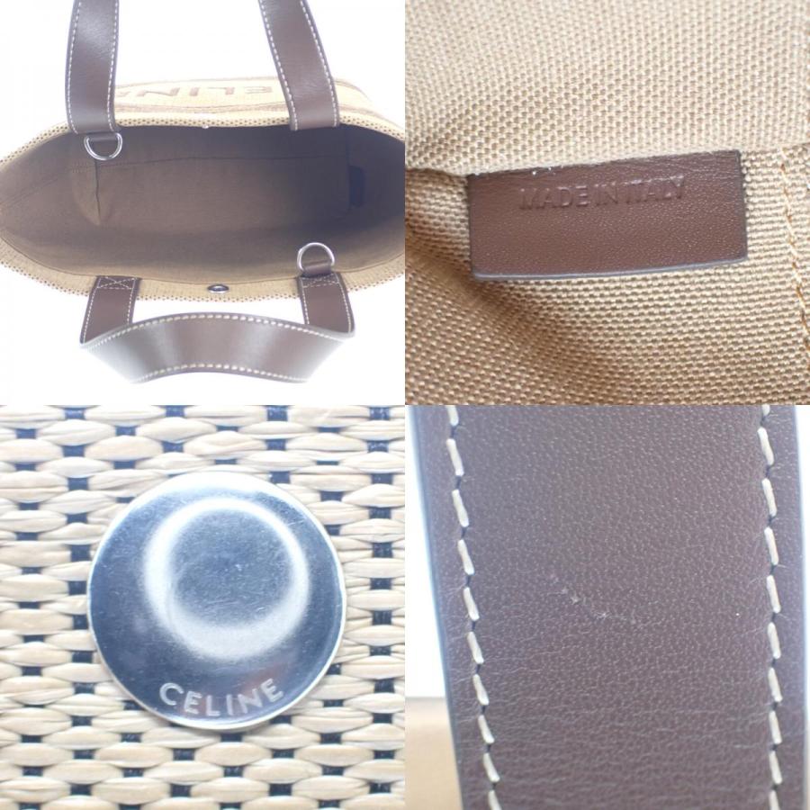 セリーヌ CELINE ミニカバトート 116992FRY.02NU 2WAYバッグ レザー ラフィア ブラウン レディース 人気 【中古】【Aランク】の画像