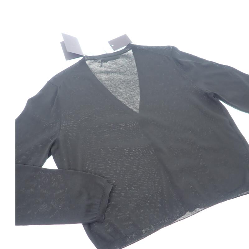 プラダ PRADA シルク カーディガン シルク コットン ポリエステル ブラック 44 レディース  透け感【中古】【Aランク】の画像