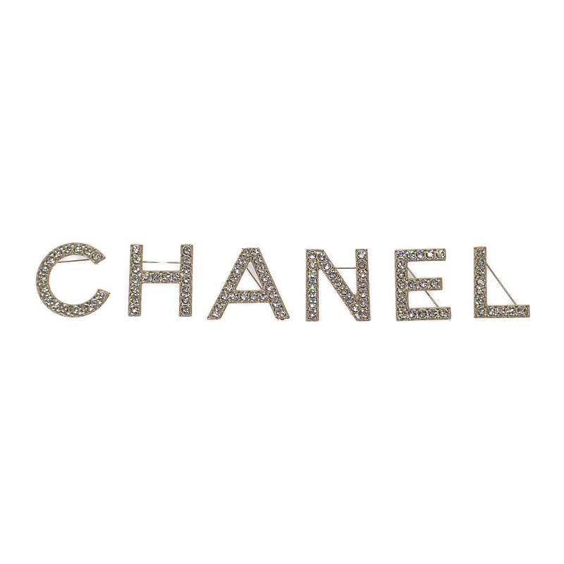 CHANEL シャネル ロゴ クリスタル AB1368 ブローチ メタル ゴールド 
