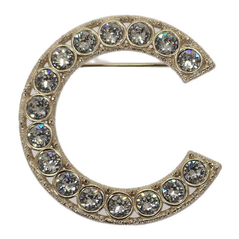 CHANEL（シャネル） ロゴ クリスタル AB1368 ブローチ メタル ゴールド