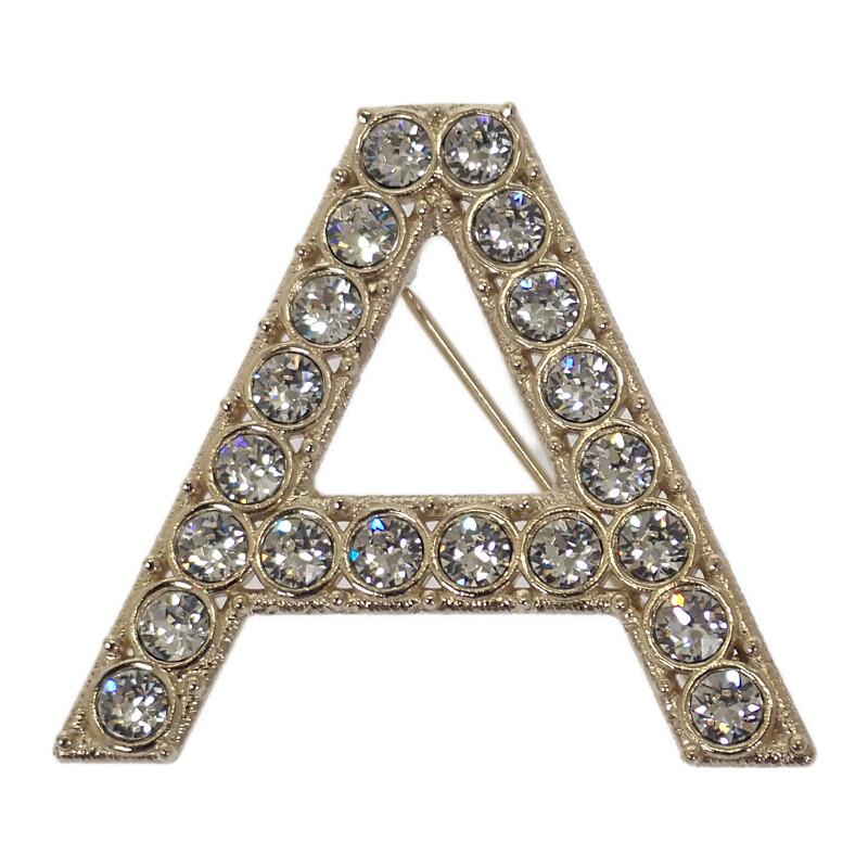 CHANEL（シャネル） ロゴ クリスタル AB1368 ブローチ メタル ゴールド