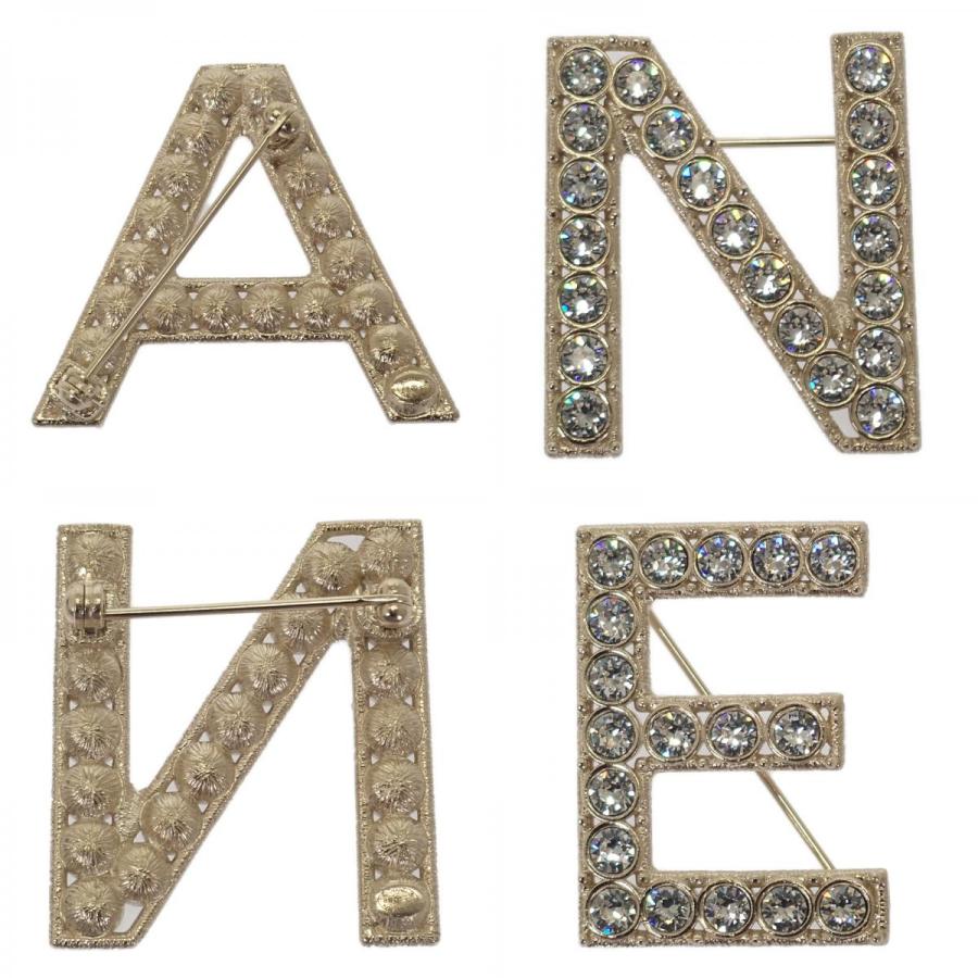 CHANEL（シャネル） ロゴ クリスタル AB1368 ブローチ メタル ゴールド