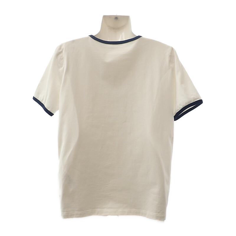 セリーヌ CELINE PARIS サイズL 2X872671Q.01NB 半袖Ｔシャツ コットン 綿 ホワイト 白 ネイビー レディース【中古】【Aランク】の画像