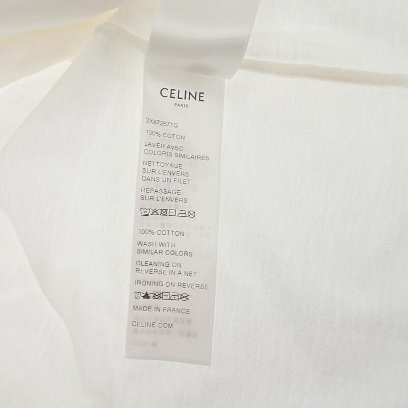 セリーヌ CELINE PARIS サイズL 2X872671Q.01NB 半袖Ｔシャツ コットン 綿 ホワイト 白 ネイビー レディース【中古】【Aランク】の画像