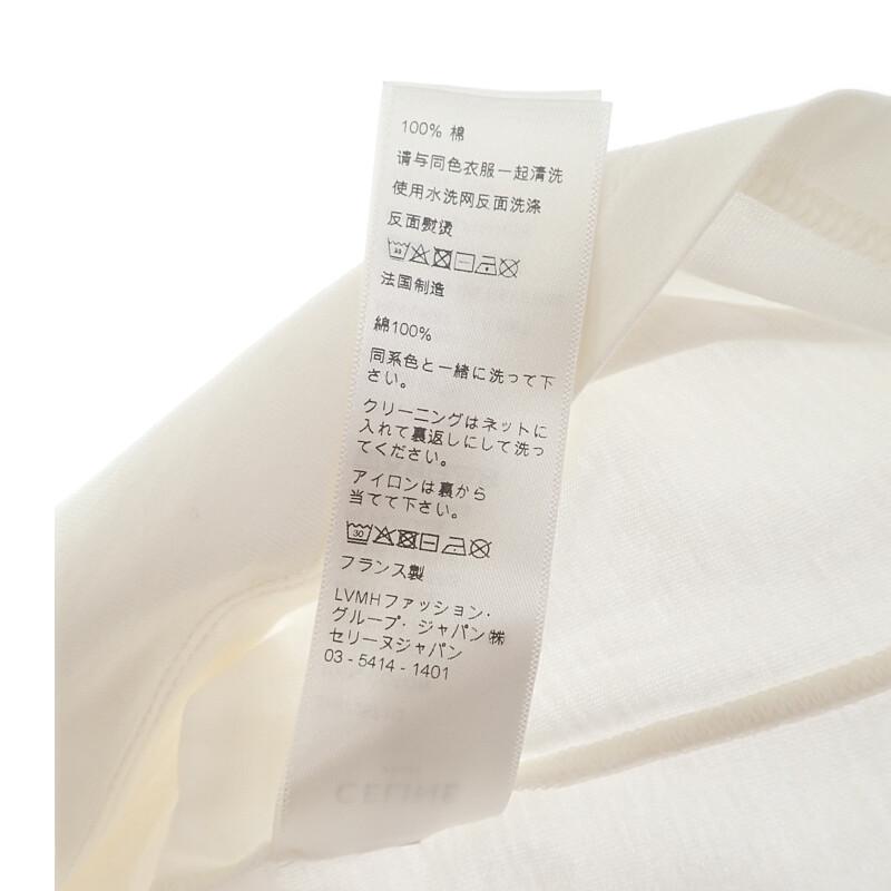 セリーヌ CELINE PARIS サイズL 2X872671Q.01NB 半袖Ｔシャツ コットン 綿 ホワイト 白 ネイビー レディース【中古】【Aランク】の画像