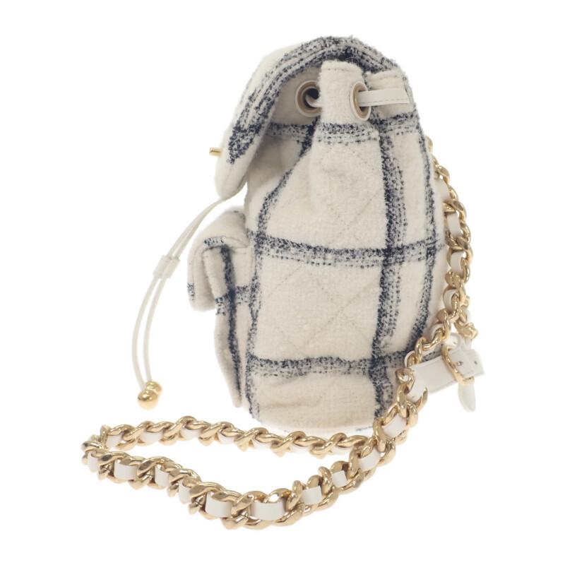 シャネル CHANEL ココマーク バックパック ツイード ランダムプレート AS3615 リュック ウール ホワイト  レディース【中古】【Aランク】の画像