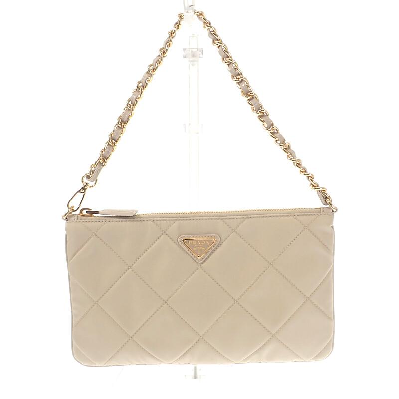 【PRADA】チェーン ショルダー ハンドバッグ テスートインプントゥ ベージュ PRADA】チェーン ショルダー ハンドバッグ テスートインプントゥ ベージュ