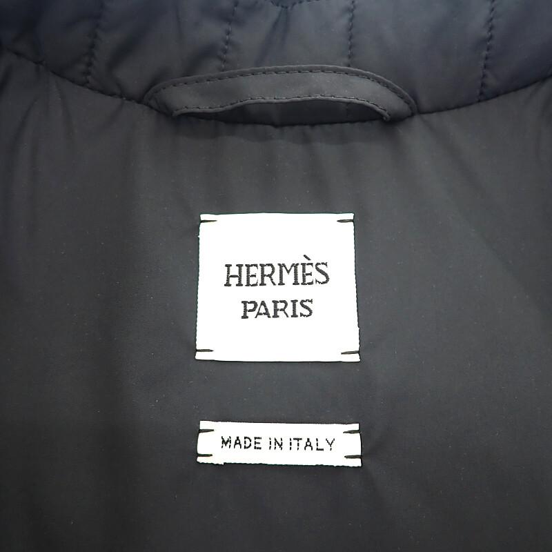エルメス HERMES キルティングコート 36  H5H0158DQ5H36 中綿 スタンド ポリエステル ネイビー bleu noir レディース【中古】【Aランク】の画像