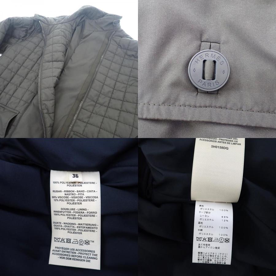 エルメス HERMES キルティングコート 36  H5H0158DQ5H36 中綿 スタンド ポリエステル ネイビー bleu noir レディース【中古】【Aランク】の画像
