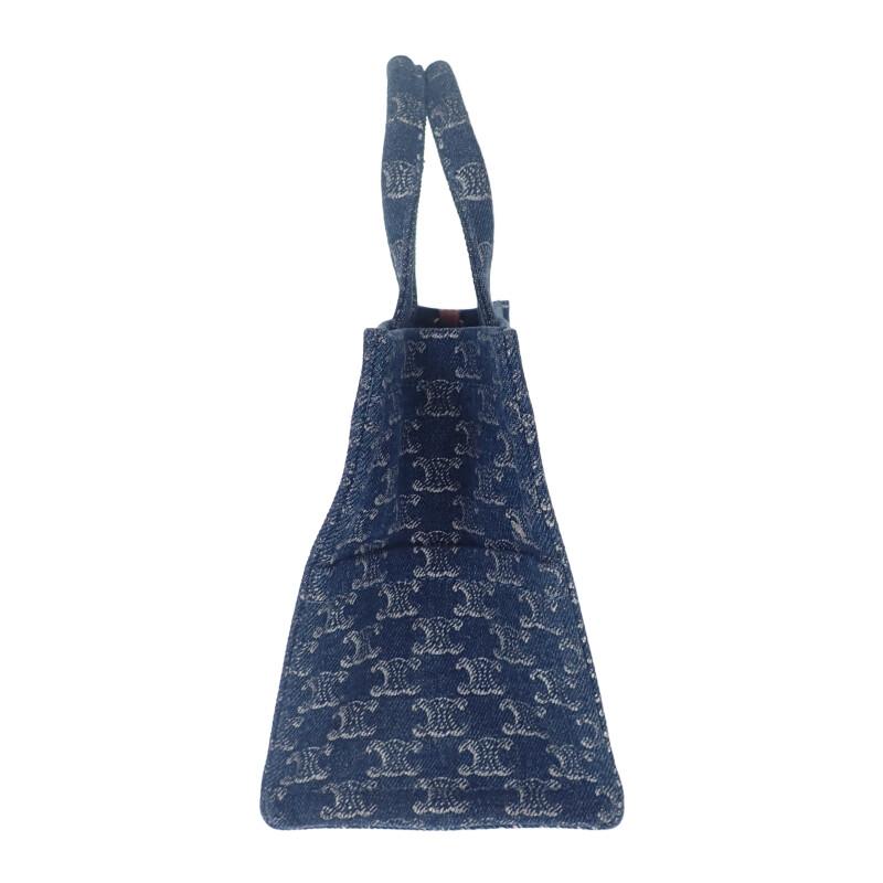 セリーヌ CELINE スモールカバタイス 199162FRG.05DS トートバッグ デニム カーフ ブルー トリオンフ レディース【中古】【Aランク】の画像