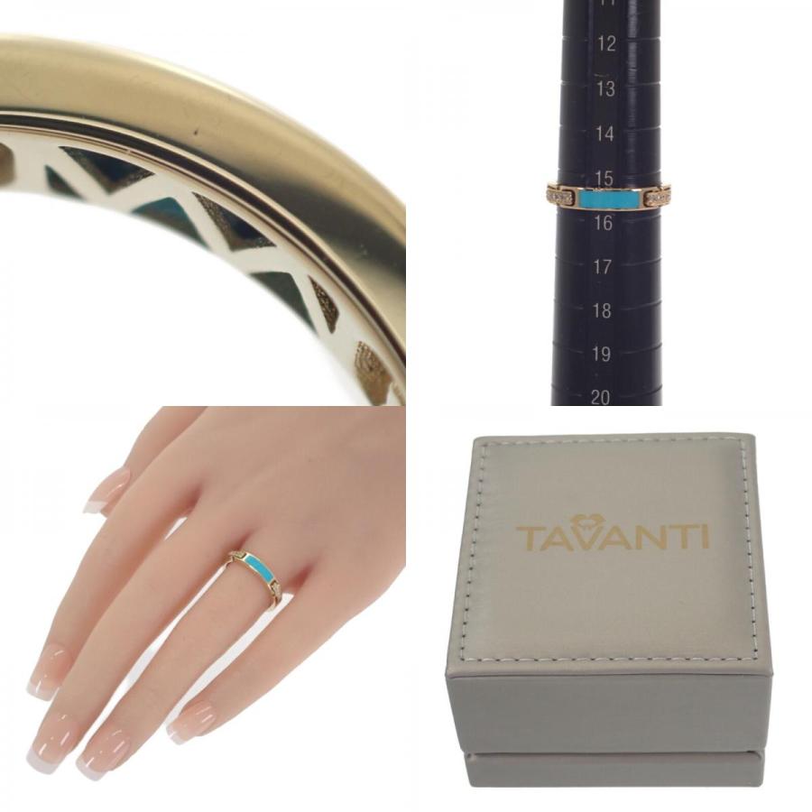 TAVANTI タヴァンティ 15.5号 リング 指輪 K18イエローゴールド ダイヤモンド ターコイズ レディース アクセサリー【中古】【Aランク】の画像