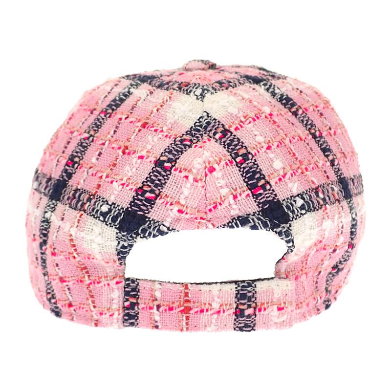 シャネル CHANEL ココマーク ツイード AAA008_B16357_NX209 キャップ 帽子 コットン ピンク シルバー金具 レディース【中古】【Aランク】の画像