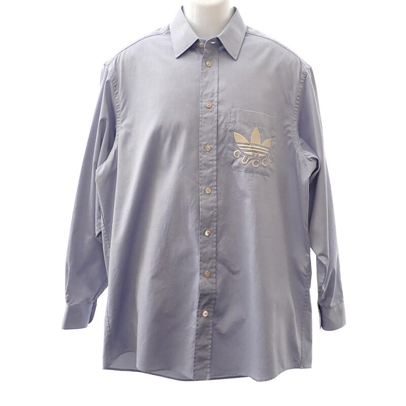 グッチ GUCCI  アディダス フィラフィルシャツ コラボ 2023SS 44 691521 長袖シャツ コットン ブルー メンズ【中古】【Aランク】 GUCCI（グッチ） GUCCI adidas アディダス フィラフィルシャツ コラボ