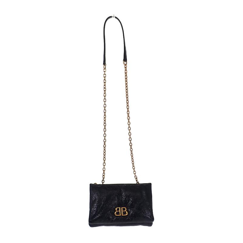 バレンシアガ BALENCIAGA Monaco ナノ バッグ 8105622ABLP1000 ショルダーバッグ ラムスキン ブラック レディース【中古】【Aランク】の画像
