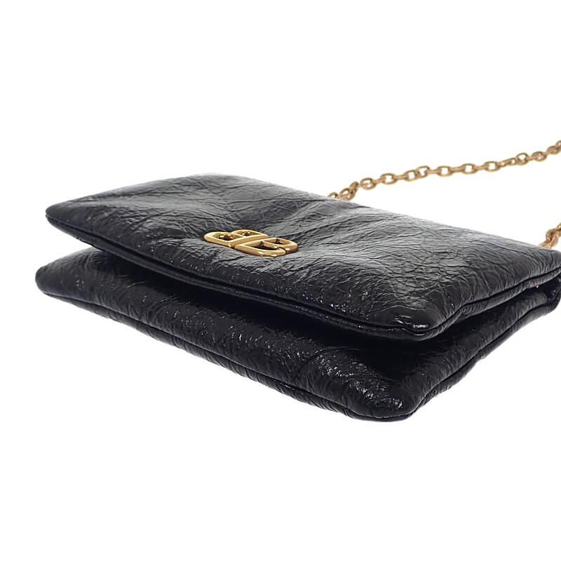バレンシアガ BALENCIAGA Monaco ナノ バッグ 8105622ABLP1000 ショルダーバッグ ラムスキン ブラック レディース【中古】【Aランク】の画像