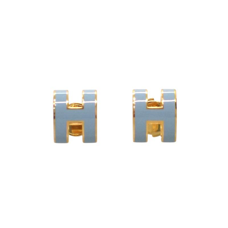 HERMES（エルメス） ポップH アッシュ ピアス メタル ブルー ゴールド