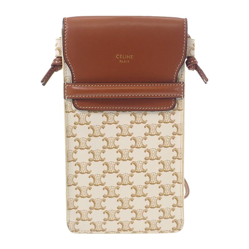 セリーヌ CELINE モバイルポーチ 10G332CQD ショルダーバッグ ラムスキン トリオンフキャンバス タン レディース【中古】【Aランク】_2
