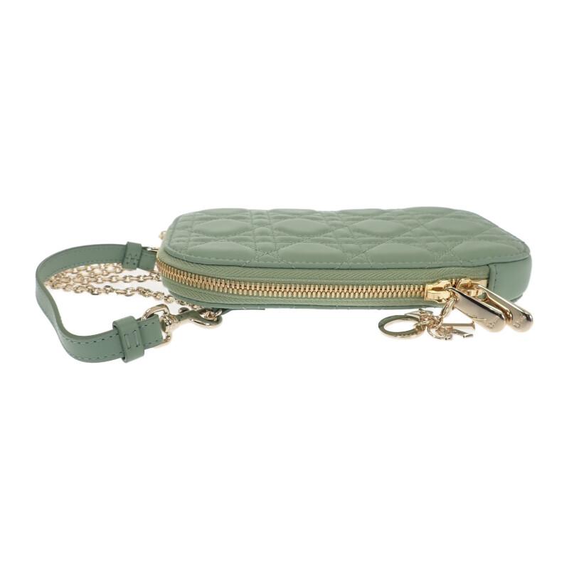 クリスチャンディオール Christian Dior Call'in Dior フォンホルダー S0872ONMJ_M59H グリーン ゴールド レディース【中古】【Aランク】の画像