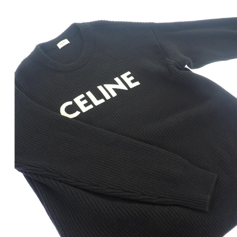 セリーヌ CELINE オーバーサイズ S 2A19R423P.38NO セーター ウール ブラック 黒 レディース ロゴ ニット トップス【中古】【Aランク】の画像