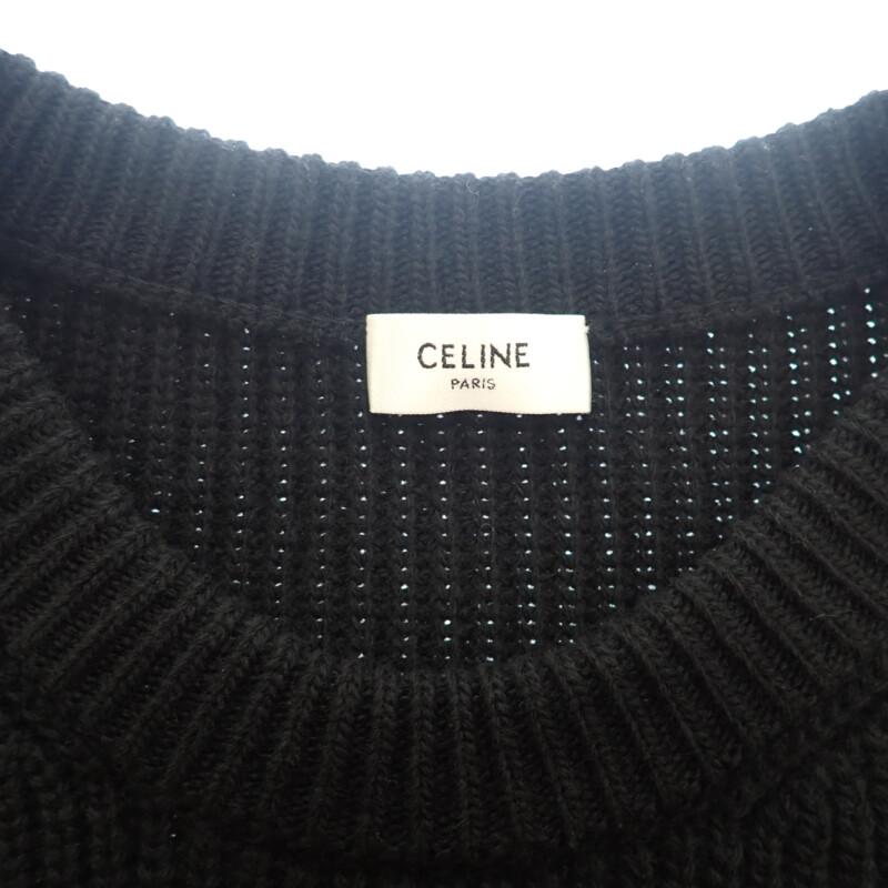 セリーヌ CELINE オーバーサイズ S 2A19R423P.38NO セーター ウール ブラック 黒 レディース ロゴ ニット トップス【中古】【Aランク】の画像