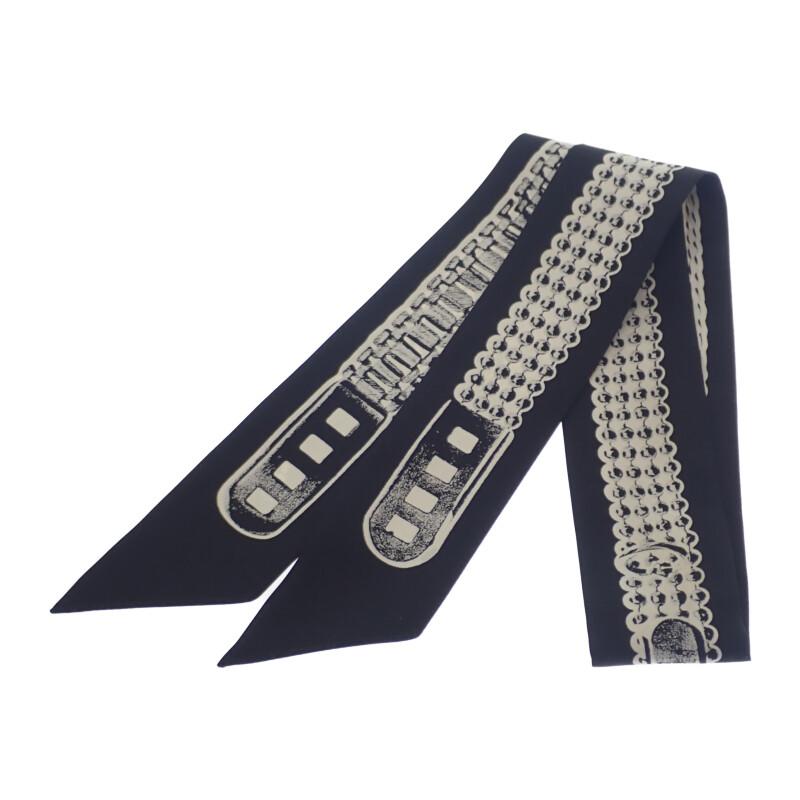 HERMESエルメス ツイリー トレゾールドゥメドール ブラック 美品① HERMES エルメス ツイリー スカーフ トレゾール ドゥ メドール