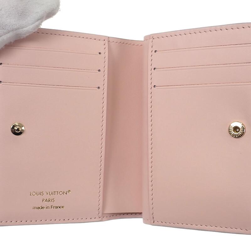 ルイヴィトン LOUIS VUITTON ポルトフォイユ・クレア M13470 二つ折り財布 モノグラムマヒナ ブルームグレー ピンク【中古】【Aランク】の画像
