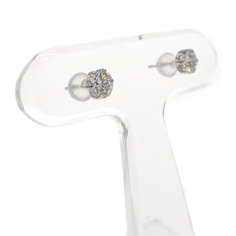 デザインジュエリー 1粒ダイヤ スタッドピアス ピアス Pt900プラチナ ダイヤモンド 0.352ct レディース【中古】【Aランク】の画像