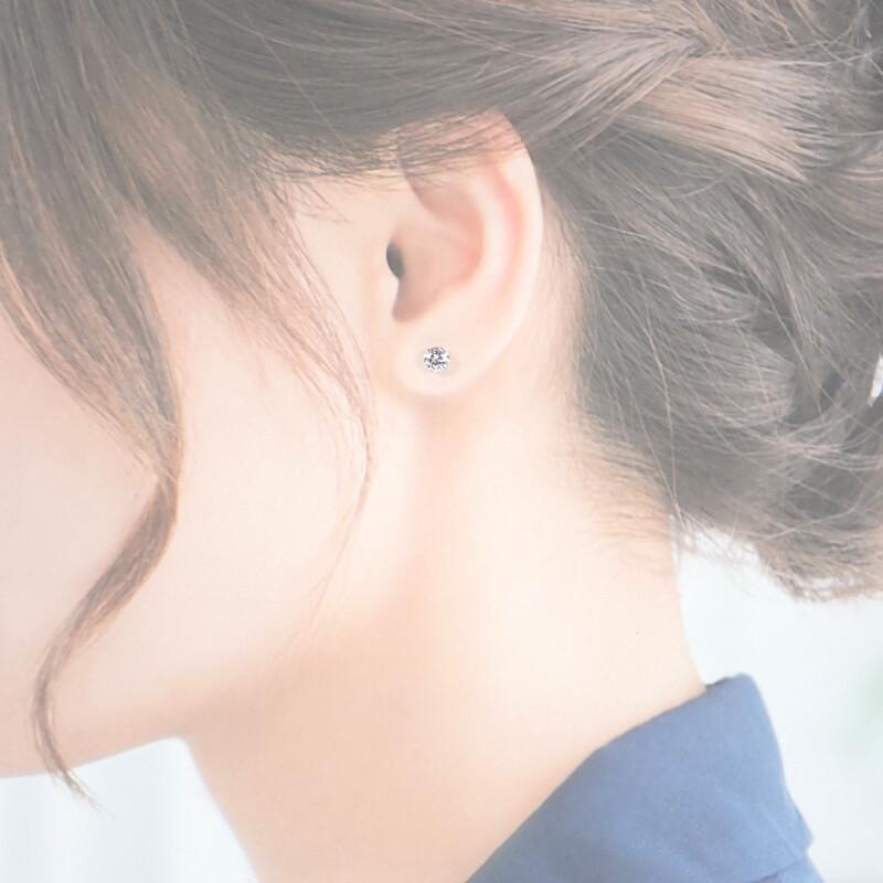 デザインジュエリー 1粒ダイヤ スタッドピアス ピアス Pt900プラチナ ダイヤモンド 0.352ct レディース【中古】【Aランク】の画像