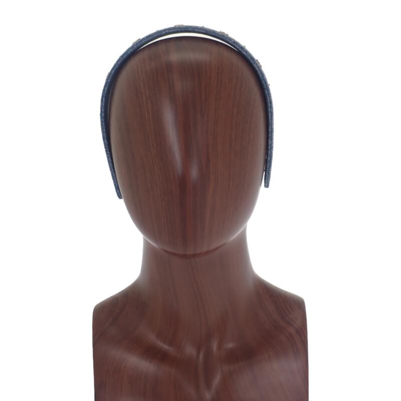 セリーヌ CELINE トリオンフデニムヘアバンド 460YV2BCO.07GD カチューシャ 髪留め ブルー 青 レディース 太め 幅広【中古】【Aランク】の画像