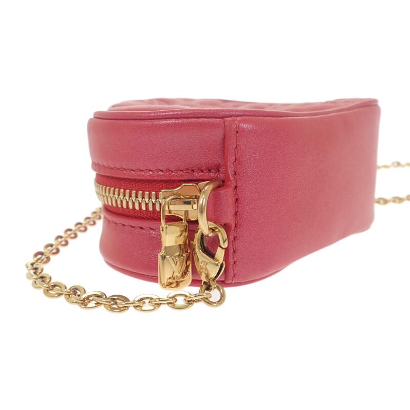 ルイヴィトン LOUIS VUITTON ハートオンチェーンポーチ M80837 ショルダーバッグ レッド ゴールド金具 レディース【中古】【Aランク】の画像